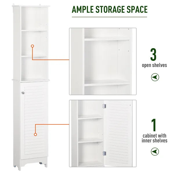 HOMCOM Tall Linen Cabinet Bathroom Floor Storage 3-Tier Shelf Cupboard White - product image 4
