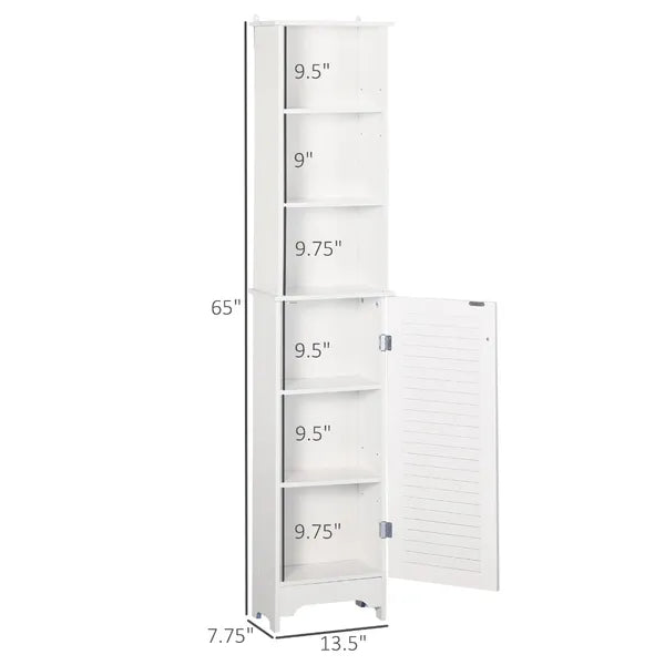 HOMCOM Tall Linen Cabinet Bathroom Floor Storage 3-Tier Shelf Cupboard White - product image 3
