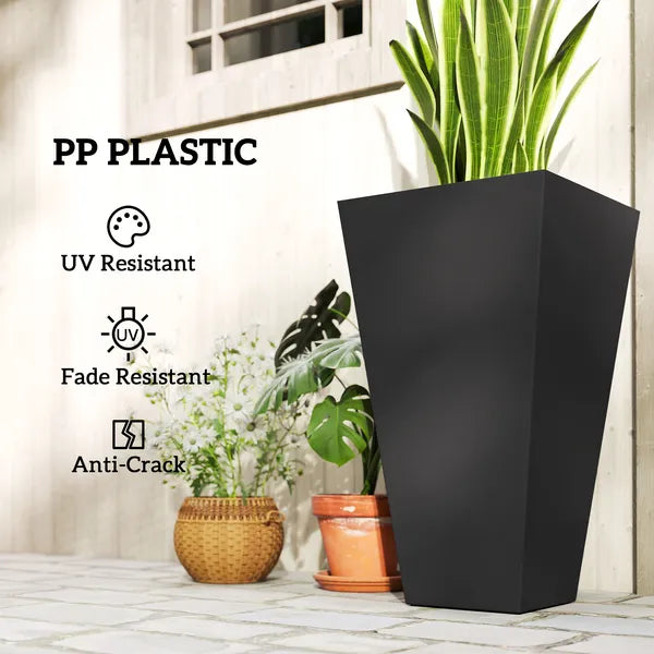 Outsunny Tall Plastic Planters 28 Inch 3-Pack Large Outdoor Indoor Garden Flower Pots for Entryway Patio Yard Black - product image 6