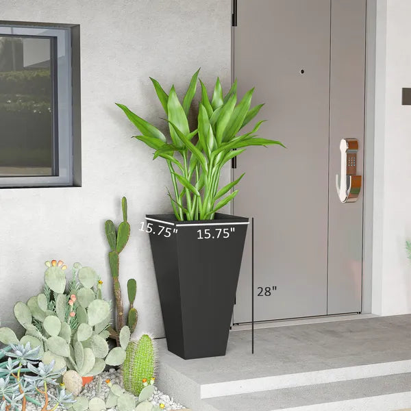 Outsunny Tall Plastic Planters 28 Inch 3-Pack Large Outdoor Indoor Garden Flower Pots for Entryway Patio Yard Black - product image 3
