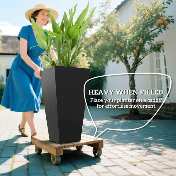 Outsunny Tall Plastic Planters 28 Inch 3-Pack Large Outdoor Indoor Garden Flower Pots for Entryway Patio Yard Black - product image 4