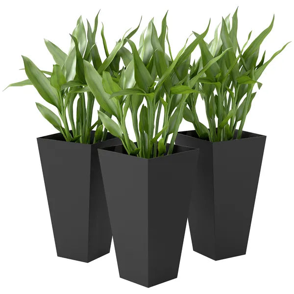 Outsunny Tall Plastic Planters 28 Inch 3-Pack Large Outdoor Indoor Garden Flower Pots for Entryway Patio Yard Black - product image 11