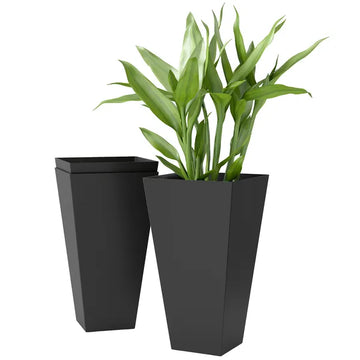Outsunny Tall Plastic Planters 28 Inch 3-Pack Large Outdoor Indoor Garden Flower Pots for Entryway Patio Yard Black - product image 1