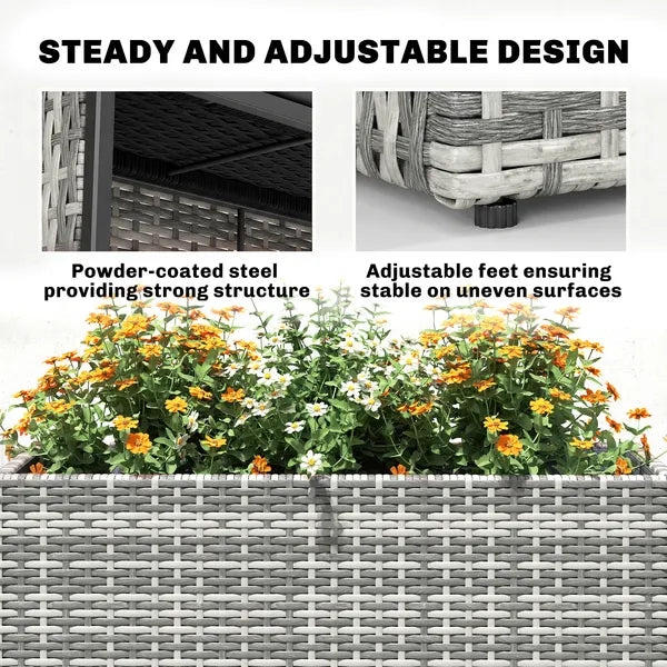 Tall Rectangular Planter with Removable Liner, Holes, PE Wicker Large Planter Box for Indoor Outdoor Plants, Gray - product image 6