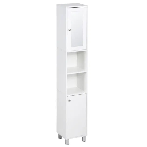 Tall White Bathroom Storage Cabinet 71" Wooden Freestanding Tower Adjustable Shelves Mirror Living Room Organizer - product image 13