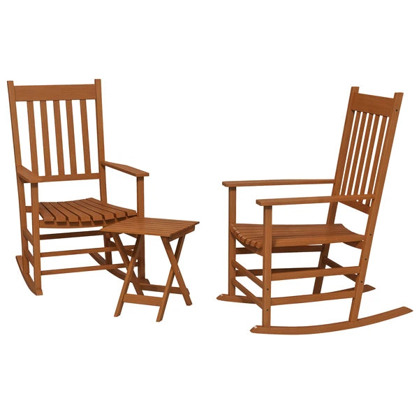 3 Piece Teak Poplar Wood Outdoor Rocking Chair Set with Side Table - product image 11