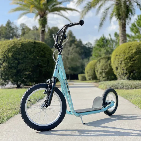 Aosom Teens Scooter Kick Scooter, Adjustable Handlebar, Dual Brakes, Inflatable Wheels, Blue, for 5+ - product image 9