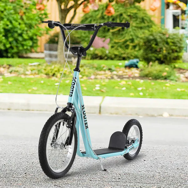 Aosom Teens Scooter Kick Scooter, Adjustable Handlebar, Dual Brakes, Inflatable Wheels, Blue, for 5+ - product image 16