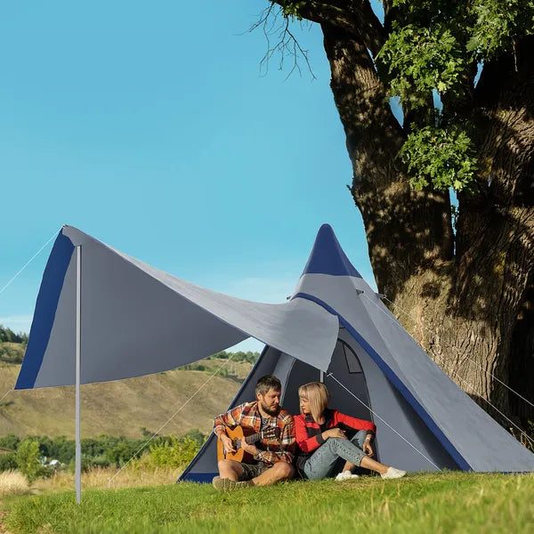 Teepee Camping Tent Easy Set-Up with Porch Blue for 2-3 Person Outdoor Hiking - product image 2