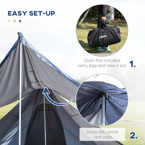 Teepee Camping Tent Easy Set-Up with Porch Blue for 2-3 Person Outdoor Hiking - product image 7