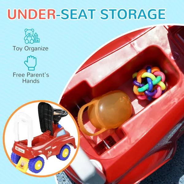 Toddler Ride On Fire Truck with Music, Horn, Under Seat Storage, for Kids 18-36 Months, Red - product image 6