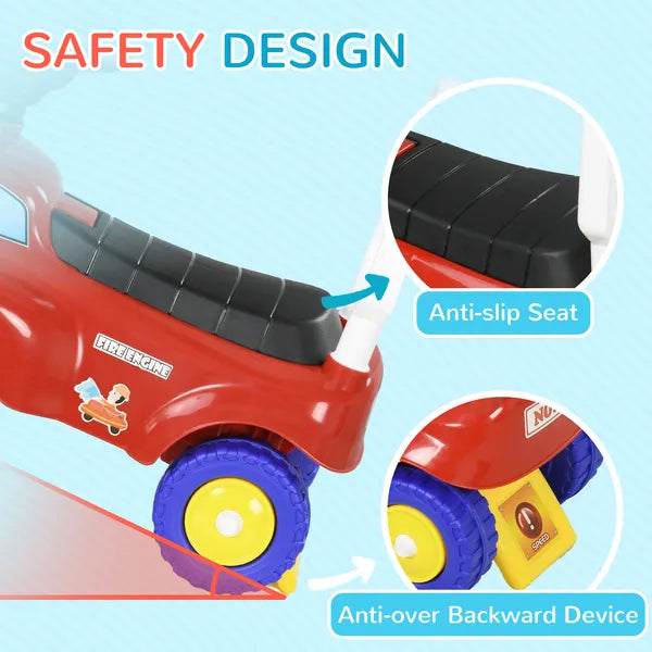 Toddler Ride On Fire Truck with Music, Horn, Under Seat Storage, for Kids 18-36 Months, Red - product image 7