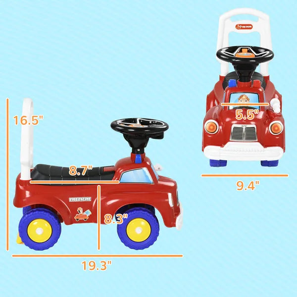 Toddler Ride On Fire Truck with Music, Horn, Under Seat Storage, for Kids 18-36 Months, Red - product image 3