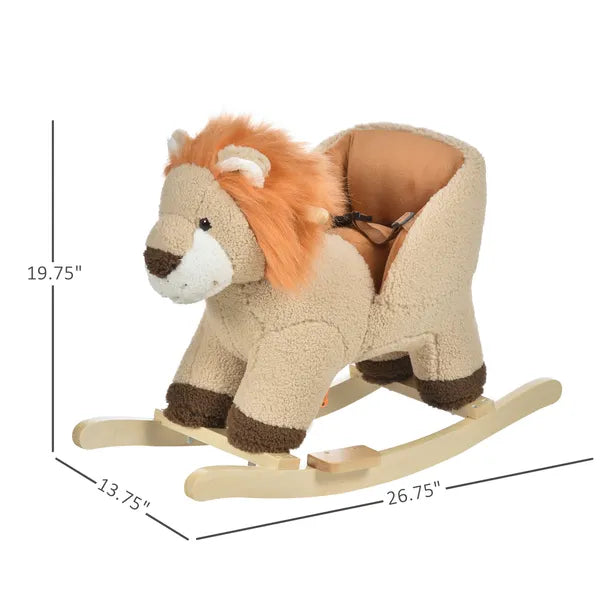 Qaba Plush Rocking Lion with Seat Belt and Sound Brown for Ages 18-36 Months - product image 3