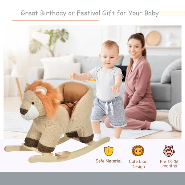 Qaba Plush Rocking Lion with Seat Belt and Sound Brown for Ages 18-36 Months - product image 4