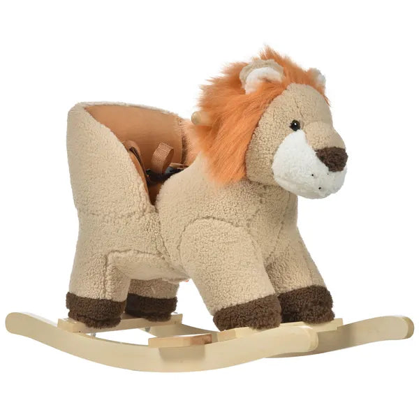 Qaba Plush Rocking Lion with Seat Belt and Sound Brown for Ages 18-36 Months - product image 1