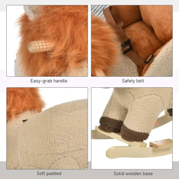 Qaba Plush Rocking Lion with Seat Belt and Sound Brown for Ages 18-36 Months - product image 6