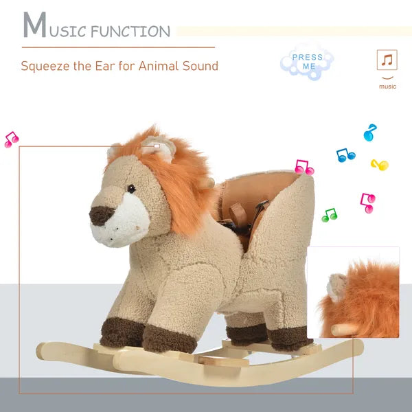 Qaba Plush Rocking Lion with Seat Belt and Sound Brown for Ages 18-36 Months - product image 7
