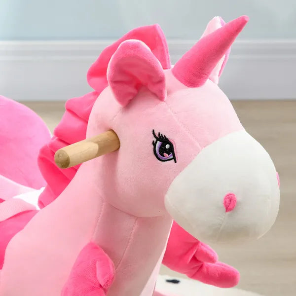 Qaba Toddler Rocking Horse with Seatbelt, Ride-On Unicorn Rocker Toy with 32 Songs and Seatbelt, Pink - product image 9