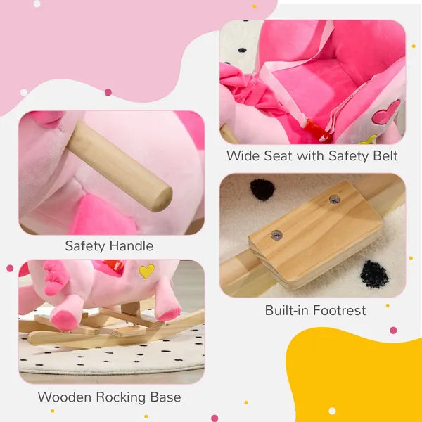 Qaba Toddler Rocking Horse with Seatbelt, Ride-On Unicorn Rocker Toy with 32 Songs and Seatbelt, Pink - product image 7