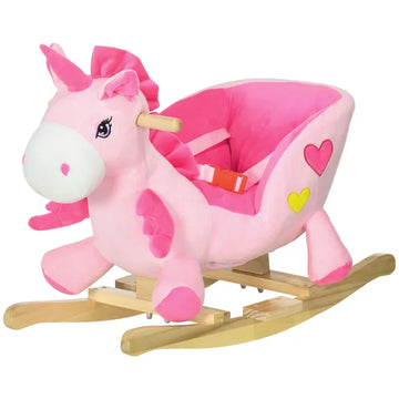 Qaba Toddler Rocking Horse with Seatbelt, Ride-On Unicorn Rocker Toy with 32 Songs and Seatbelt, Pink - product image 1