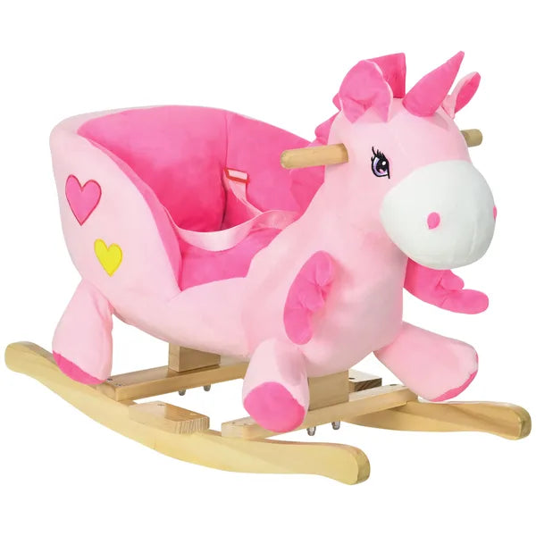 Qaba Toddler Rocking Horse with Seatbelt, Ride-On Unicorn Rocker Toy with 32 Songs and Seatbelt, Pink - product image 11