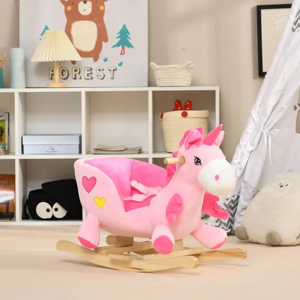 Qaba Toddler Rocking Horse with Seatbelt, Ride-On Unicorn Rocker Toy with 32 Songs and Seatbelt, Pink - product image 10