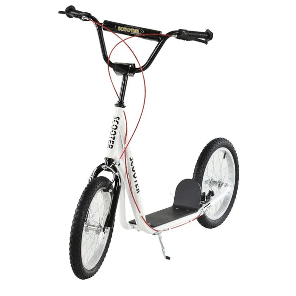 Aosom Toddler Scooter, White, Adjustable Handlebar, Kick Scooter for Kids 5+, Dual Brakes, Inflatable Wheels - product image 1