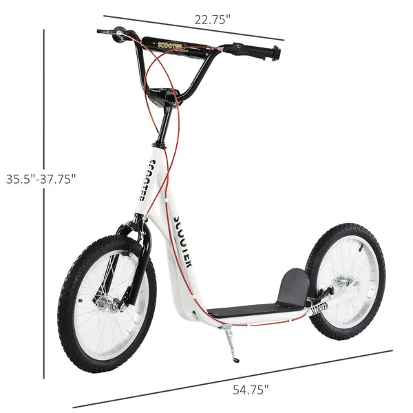Aosom Toddler Scooter, White, Adjustable Handlebar, Kick Scooter for Kids 5+, Dual Brakes, Inflatable Wheels - product image 3