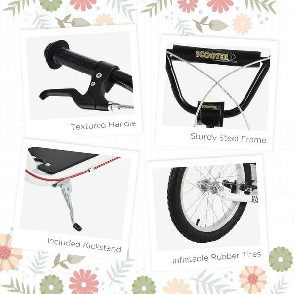 Aosom Toddler Scooter, White, Adjustable Handlebar, Kick Scooter for Kids 5+, Dual Brakes, Inflatable Wheels - product image 6