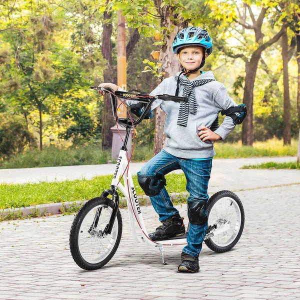 Aosom Toddler Scooter, White, Adjustable Handlebar, Kick Scooter for Kids 5+, Dual Brakes, Inflatable Wheels - product image 2