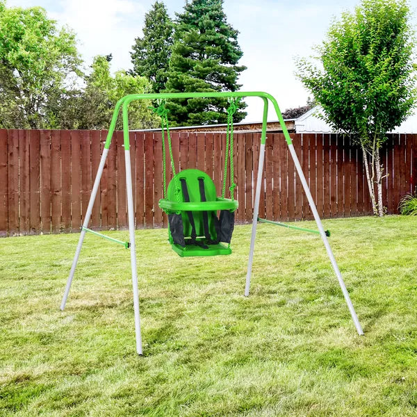 Outsunny Toddler Swing Set with Metal Stand, Safety Seat Belt for Kids Aged 6-36 Months, Backyard Indoor and Outdoor Use, Green - product image 10