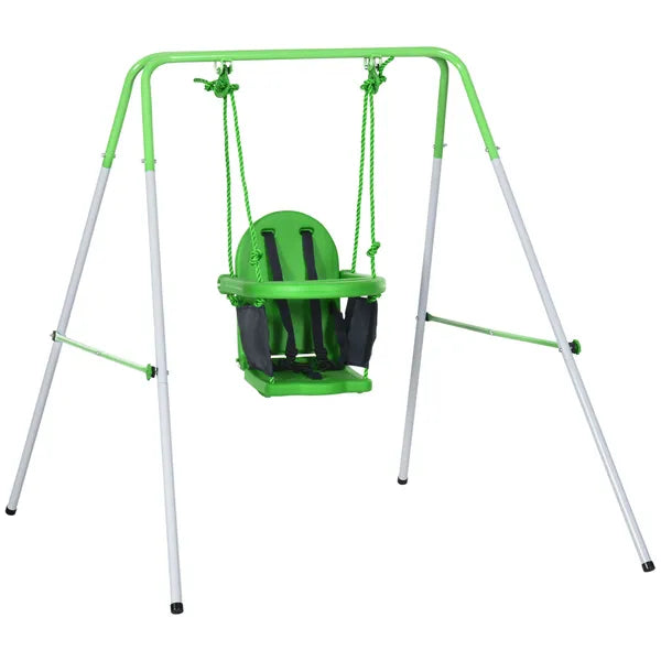 Outsunny Toddler Swing Set with Metal Stand, Safety Seat Belt for Kids Aged 6-36 Months, Backyard Indoor and Outdoor Use, Green - product image 11