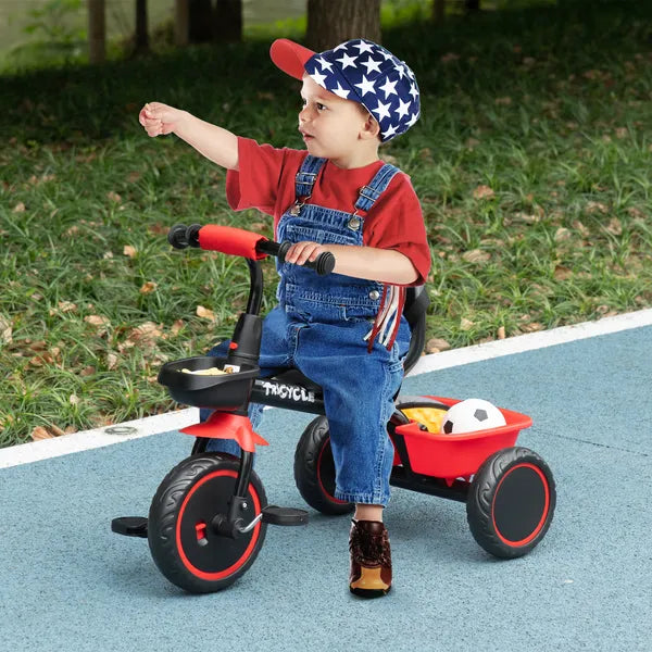 Qaba Toddler Tricycle for Kids 2-5 Years Adjustable Seat Storage Baskets Red Durable Bike for Girls and Boys - product image 2