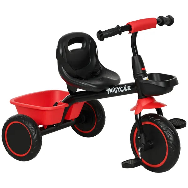 Qaba Toddler Tricycle for Kids 2-5 Years Adjustable Seat Storage Baskets Red Durable Bike for Girls and Boys - product image 1