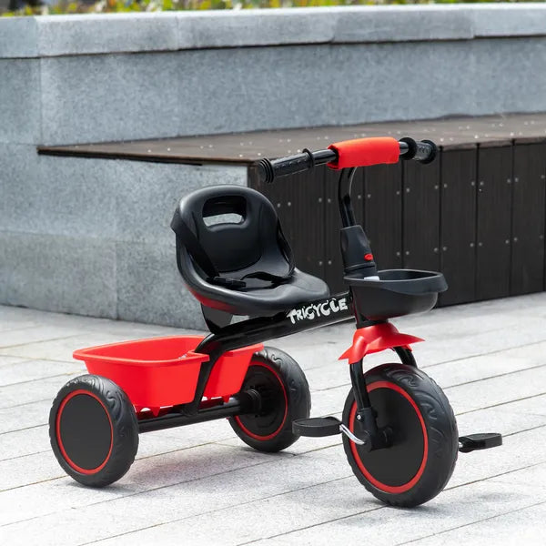 Qaba Toddler Tricycle for Kids 2-5 Years Adjustable Seat Storage Baskets Red Durable Bike for Girls and Boys - product image 10