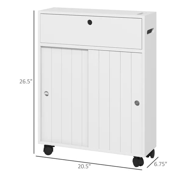 Kleankin Toilet Paper Cabinet, Slim Bathroom Cabinet with 4 Rolling Wheels, Small Bathroom Storage Cabinet with Paper Holes - product image 2