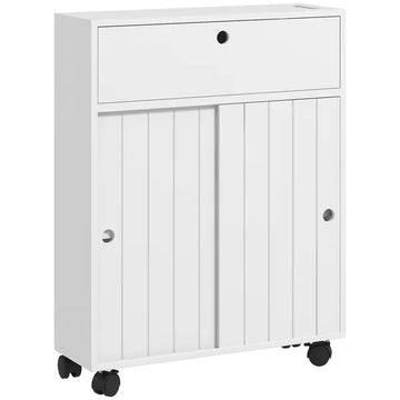 Kleankin Toilet Paper Cabinet, Slim Bathroom Cabinet with 4 Rolling Wheels, Small Bathroom Storage Cabinet with Paper Holes - product image 1