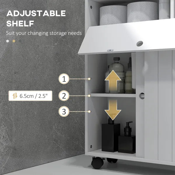 Kleankin Toilet Paper Cabinet, Slim Bathroom Cabinet with 4 Rolling Wheels, Small Bathroom Storage Cabinet with Paper Holes - product image 5