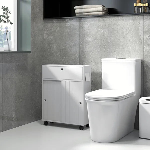 Kleankin Toilet Paper Cabinet, Slim Bathroom Cabinet with 4 Rolling Wheels, Small Bathroom Storage Cabinet with Paper Holes - product image 6