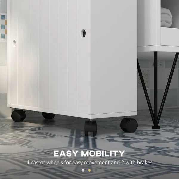 Kleankin Toilet Paper Cabinet, Slim Bathroom Cabinet with 4 Rolling Wheels, Small Bathroom Storage Cabinet with Paper Holes - product image 4