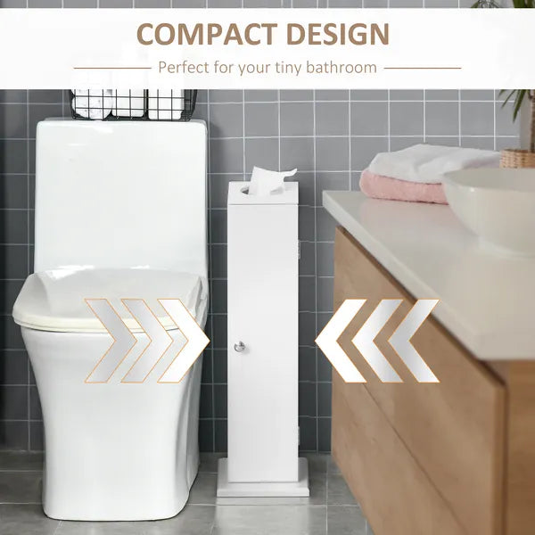 HOMCOM Toilet Paper Storage Cabinet 26" Narrow Bathroom Organizer Floor Standing White - product image 4
