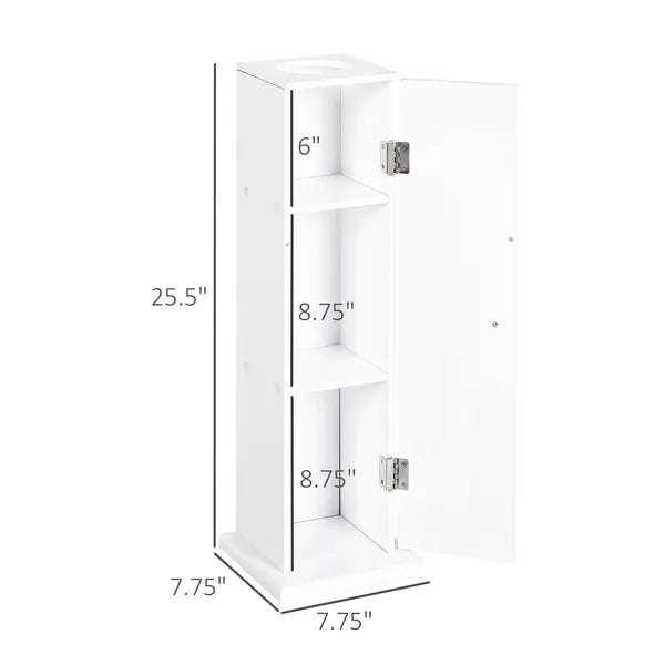 HOMCOM Toilet Paper Storage Cabinet 26" Narrow Bathroom Organizer Floor Standing White - product image 3
