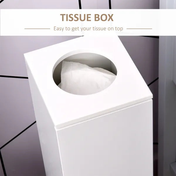 HOMCOM Toilet Paper Storage Cabinet 26" Narrow Bathroom Organizer Floor Standing White - product image 6