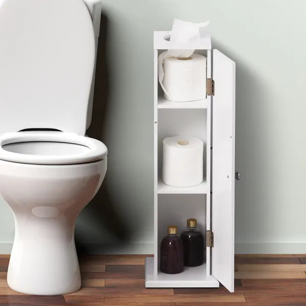 HOMCOM Toilet Paper Storage Cabinet 26" Narrow Bathroom Organizer Floor Standing White - product image 10