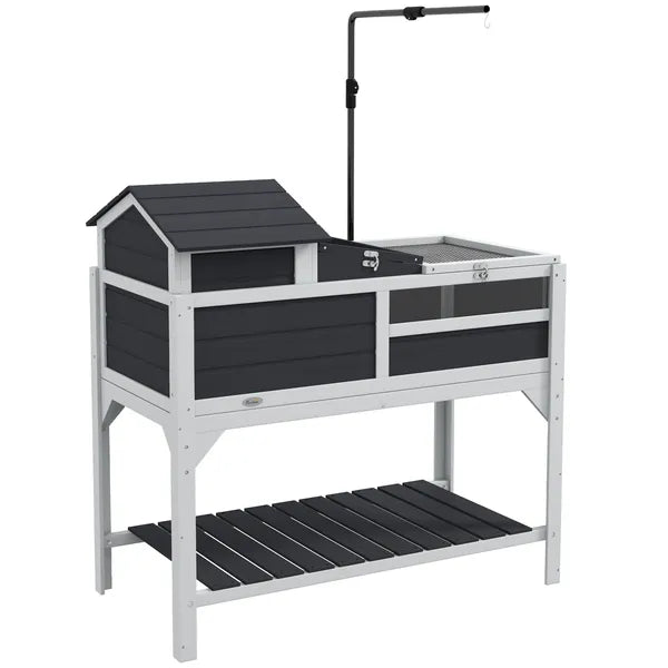 PawHut Tortoise Enclosure Tortoise House with Adjustable Lamp Holder, Storage Shelf, Removable Main House, Openable Lid, Gray - product image 11