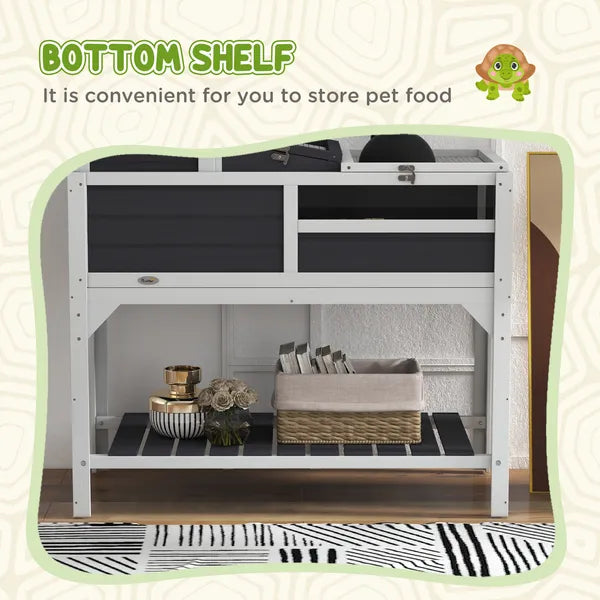 PawHut Tortoise Enclosure Tortoise House with Adjustable Lamp Holder, Storage Shelf, Removable Main House, Openable Lid, Gray - product image 7