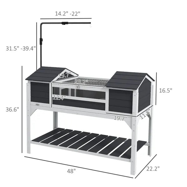 Tortoise Enclosure Tortoise House with Adjustable Lamp Holder Storage Shelf, Dual Main Houses, Openable Lid, Gray - product image 2