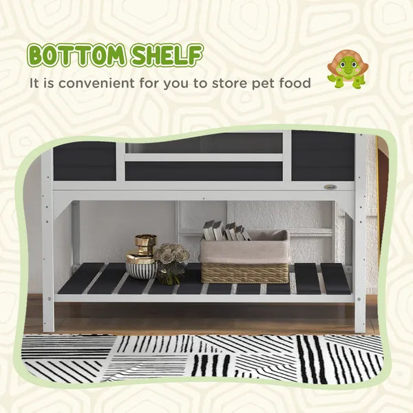 Tortoise Enclosure Tortoise House with Adjustable Lamp Holder Storage Shelf, Dual Main Houses, Openable Lid, Gray - product image 6