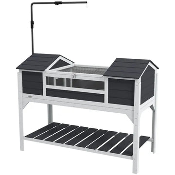Tortoise Enclosure Tortoise House with Adjustable Lamp Holder Storage Shelf, Dual Main Houses, Openable Lid, Gray - product image 1